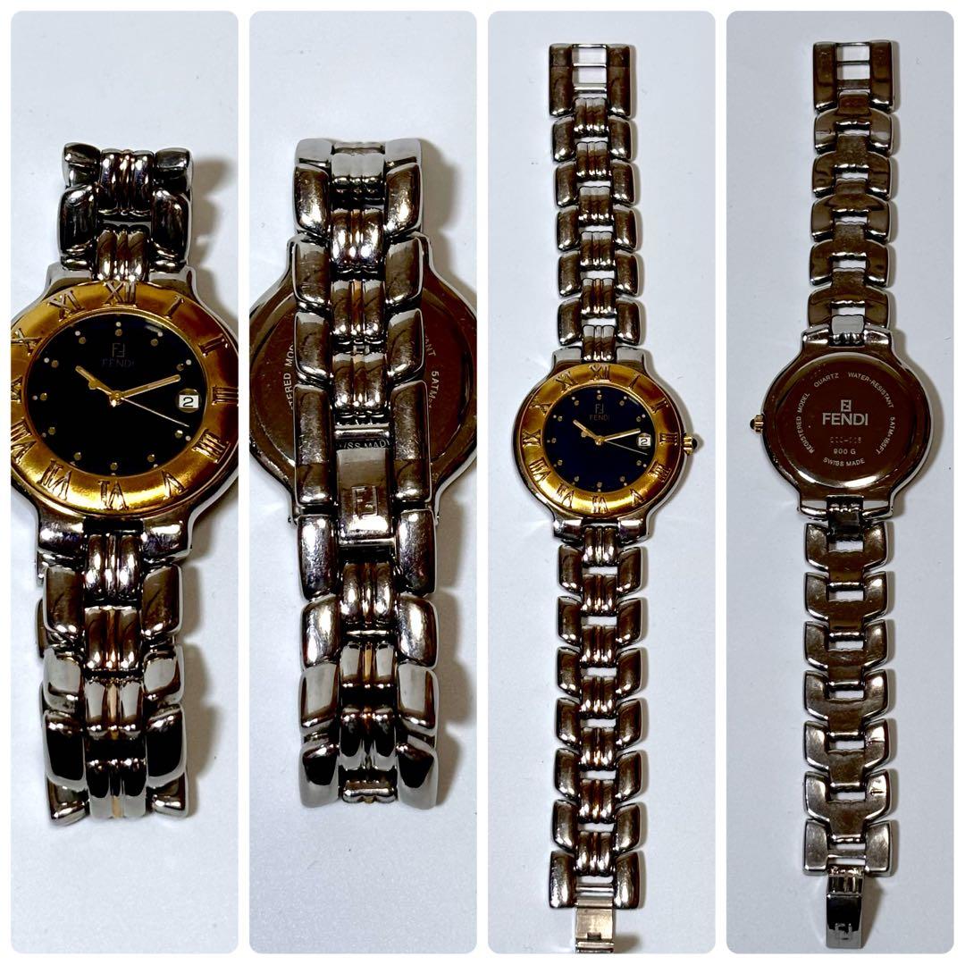 稼働 FENDI 900G メンズ腕時計 デイト コンビカラー FFロゴ QZ