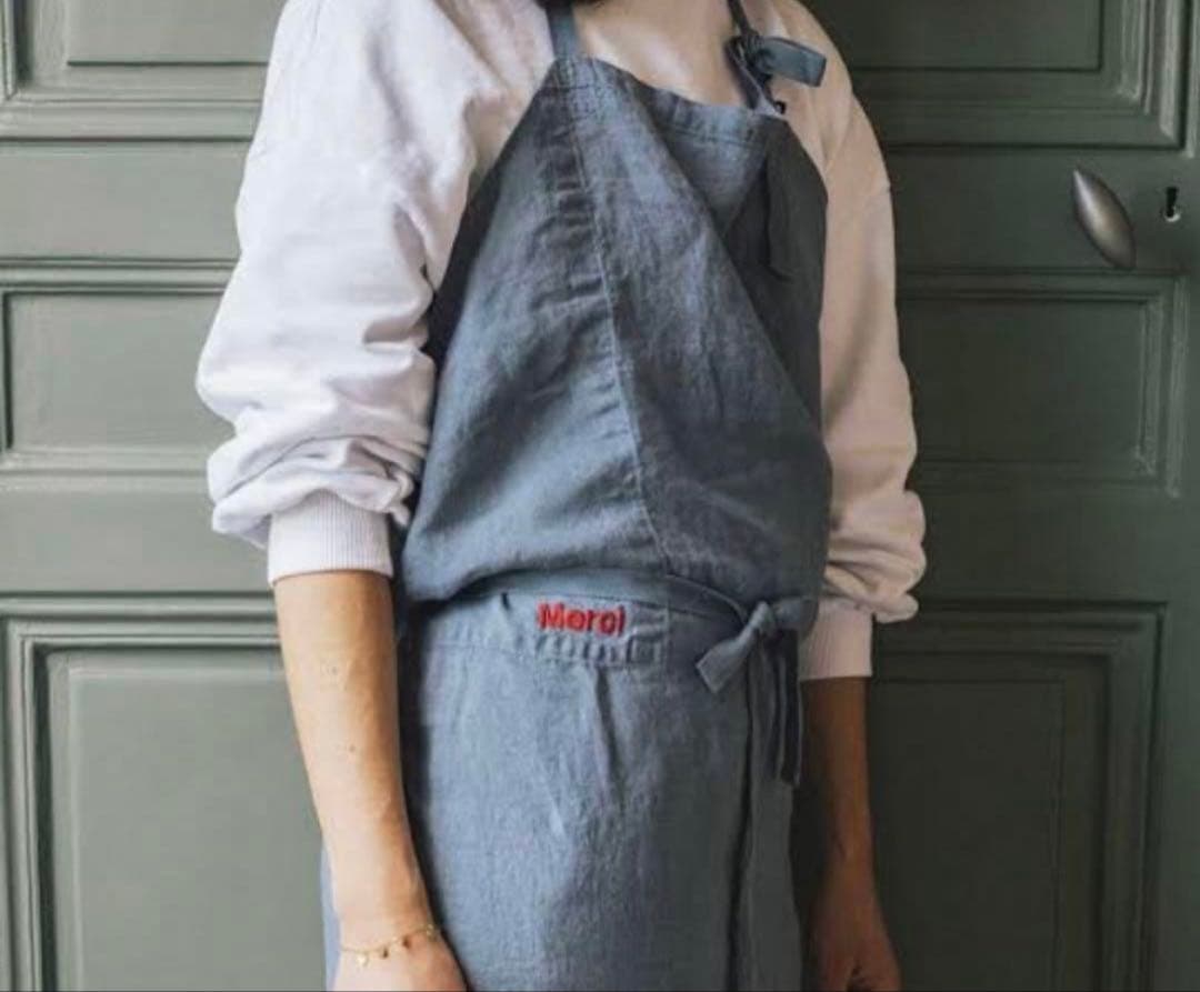 【新品未使用】メルシー　merci リネン　エプロン　ネイビー