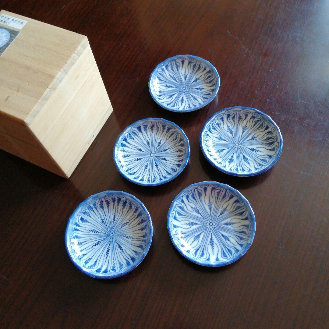 古伊万里　染付豆皿　5枚　8.7cm　江戸後期～明治期