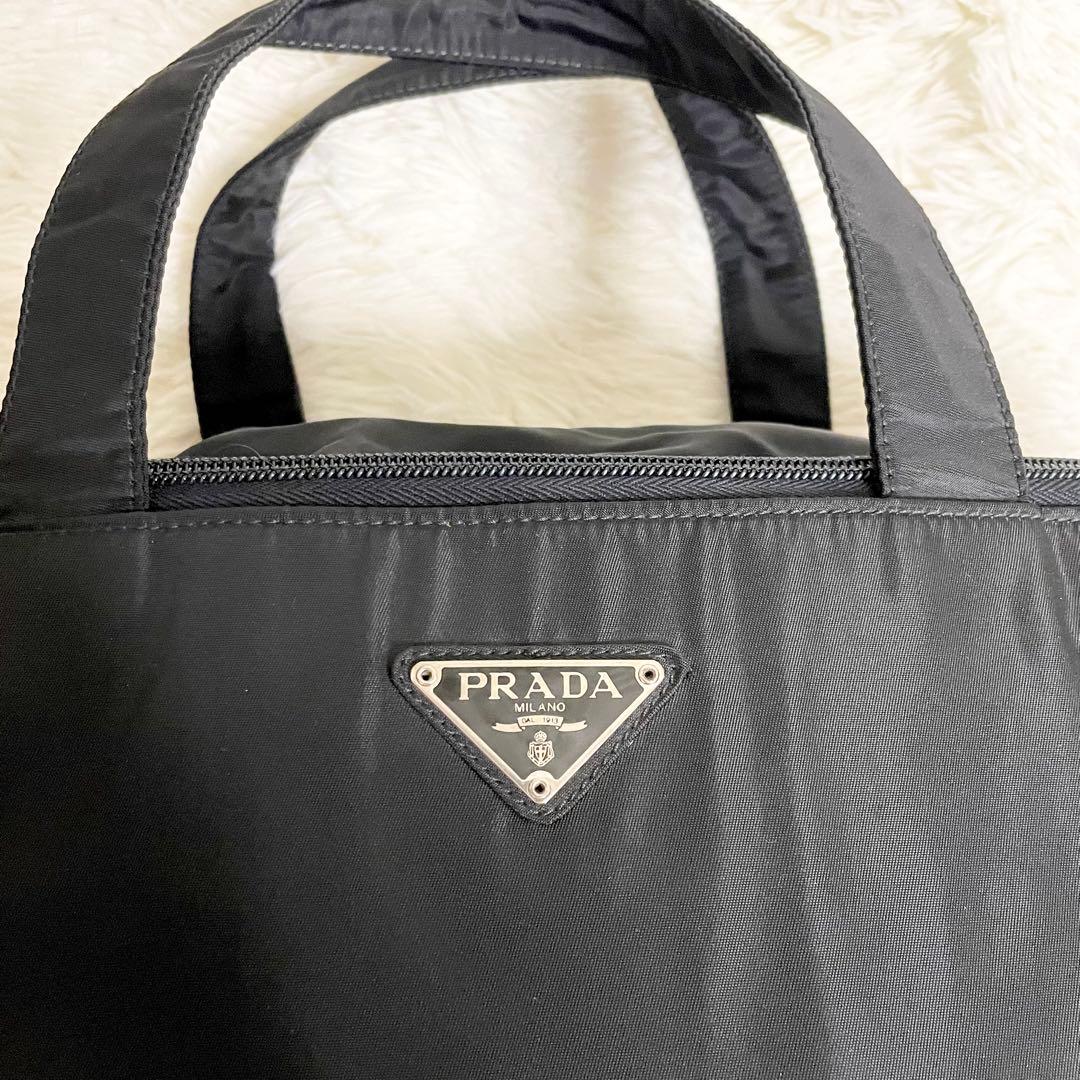 極美品 大容量 PRADA プラダ　ハンドバッグ トート　ボストン　三角ロゴ