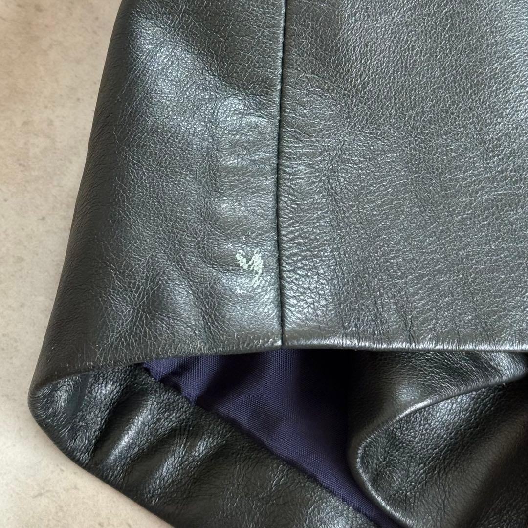 ヴィンテージ レトロ古着 ジャガード総柄襟レザージャケット 羊革 グレー系 希少