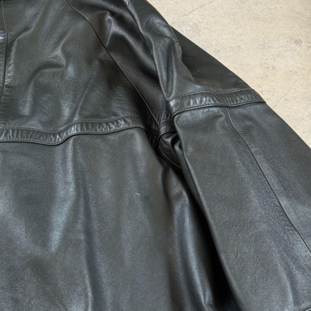 ヴィンテージ レトロ古着 ジャガード総柄襟レザージャケット 羊革 グレー系 希少