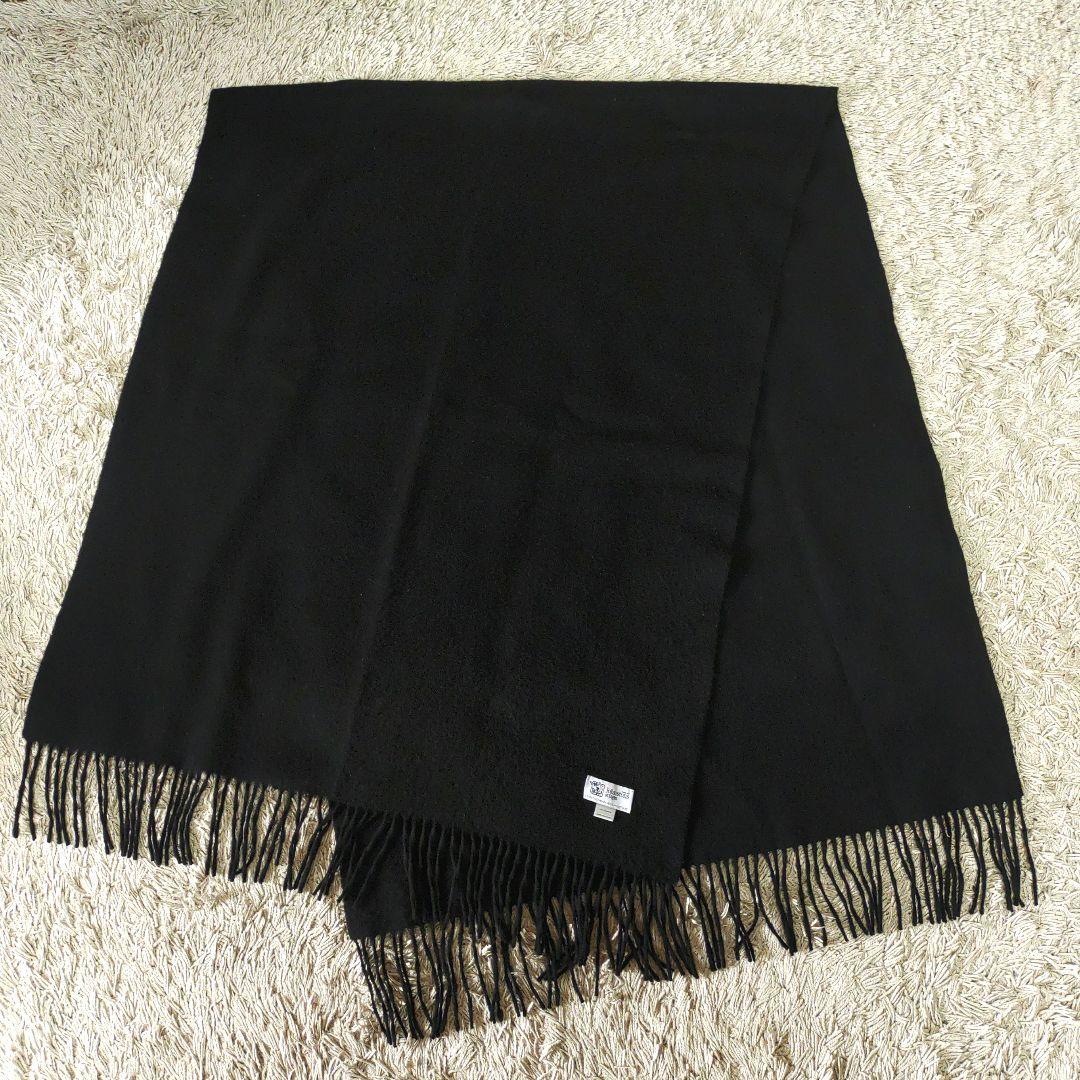 【大判・カシミヤ】ジョンストンズオブエルガン　マフラー　ブラック　ストール