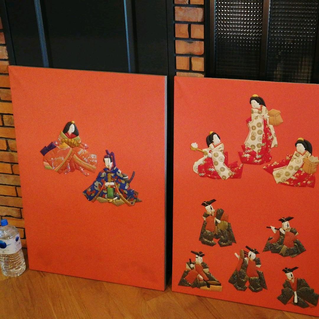 くるみ絵 雛飾り 特注パネル　2ヶセット