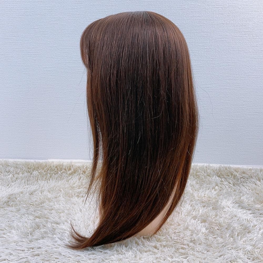 人毛100% フルウィッグ 医療用 ロング ストレート モカブラウン 茶髪