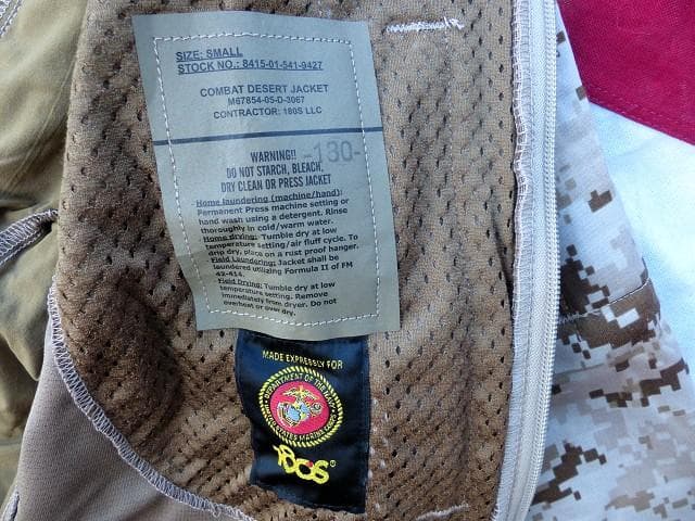 米軍実物　USMC　180S コンバットデザートジャケット S　マーパット　10