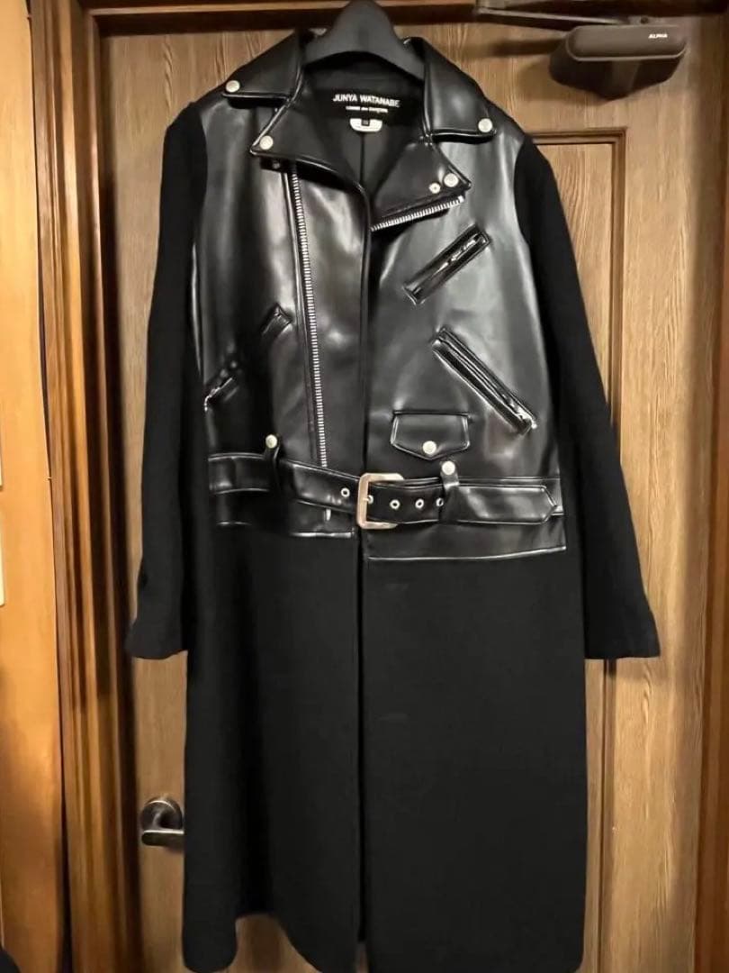 JUNYA WATANABE ライダース レザー ロングコート XS 黒