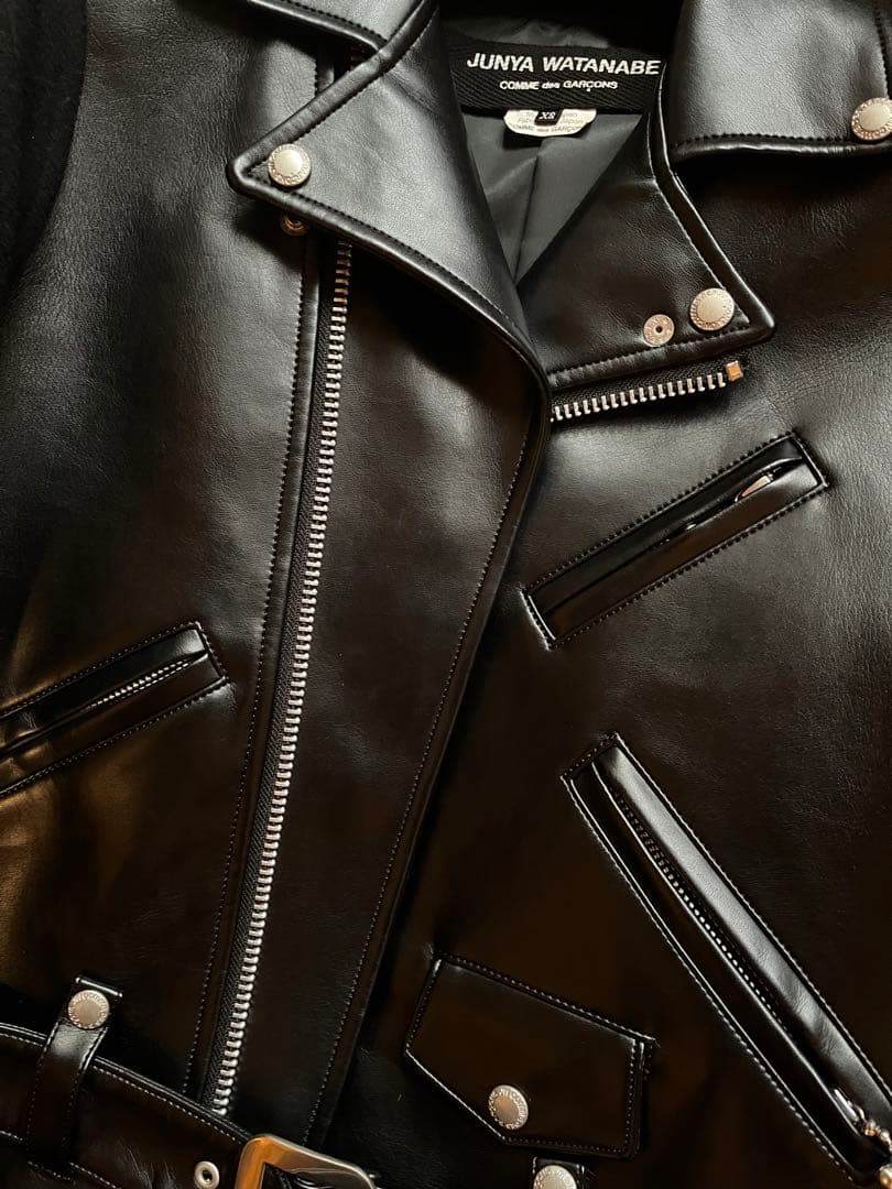 JUNYA WATANABE ライダース レザー ロングコート XS 黒