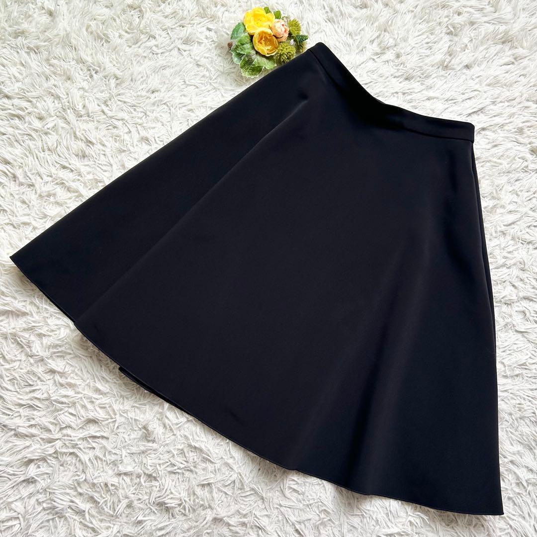 極美品♡フォクシーニューヨーク リズムフレア フレアスカート グログラン素材 黒