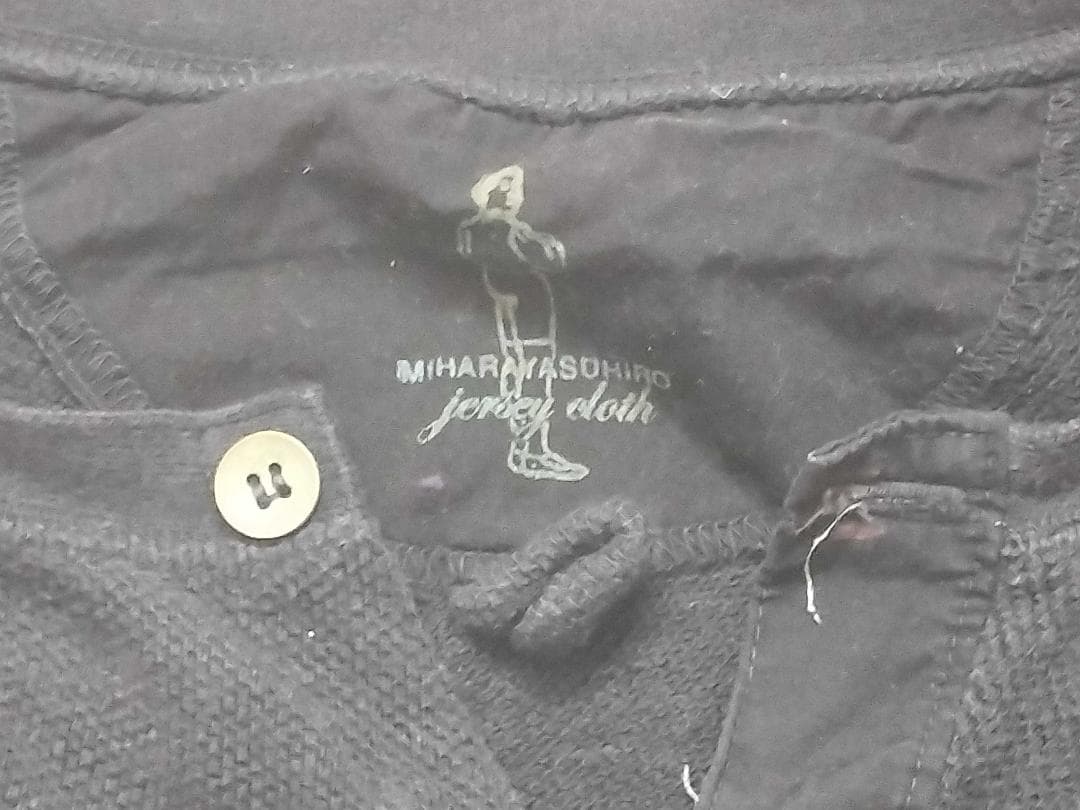 【値下 美品 ミハラヤスヒロ】ヘンリーネック アシンメトリーカットソー ネイビー