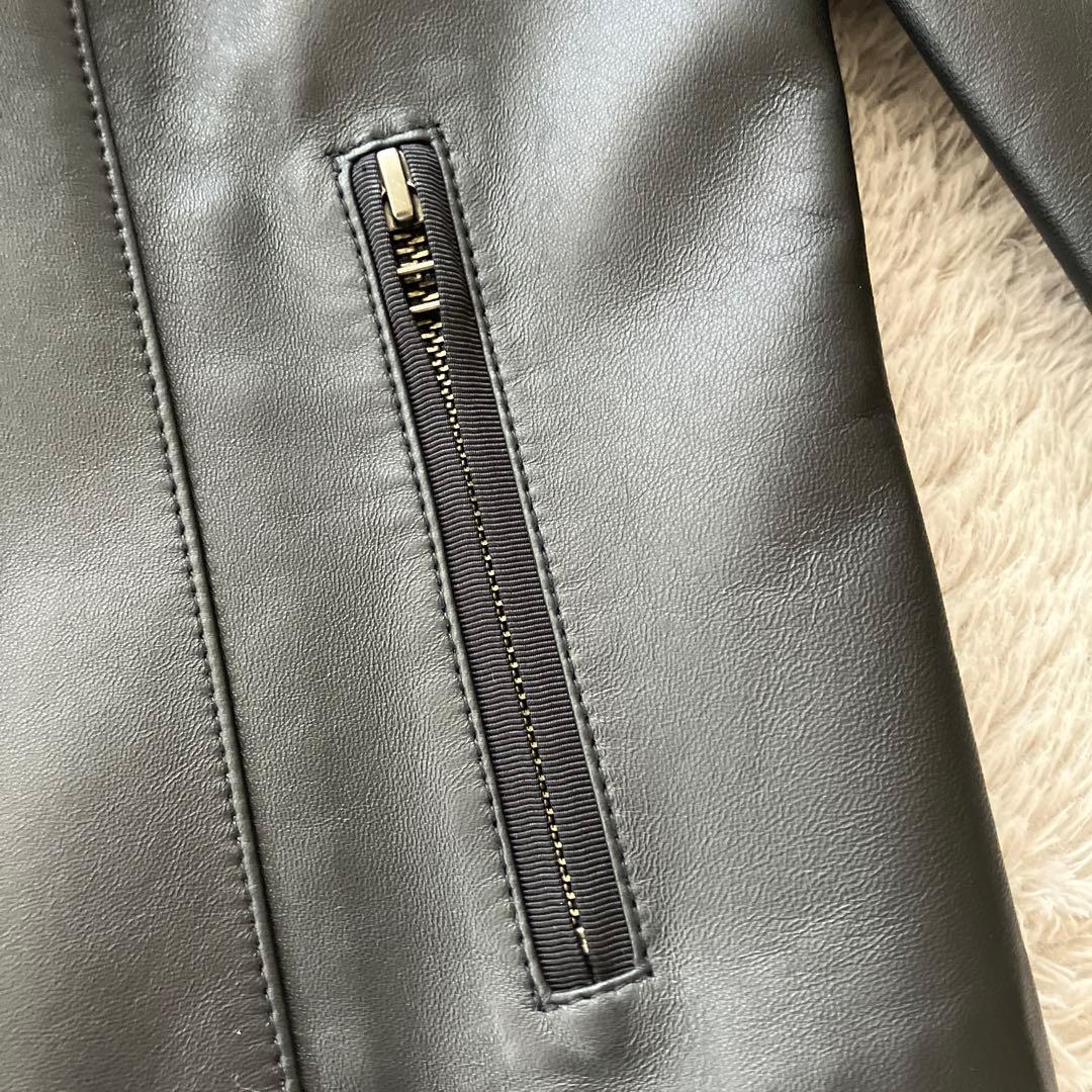 LANVIN ランバンオンブルー フリル付きレザージャケット 38