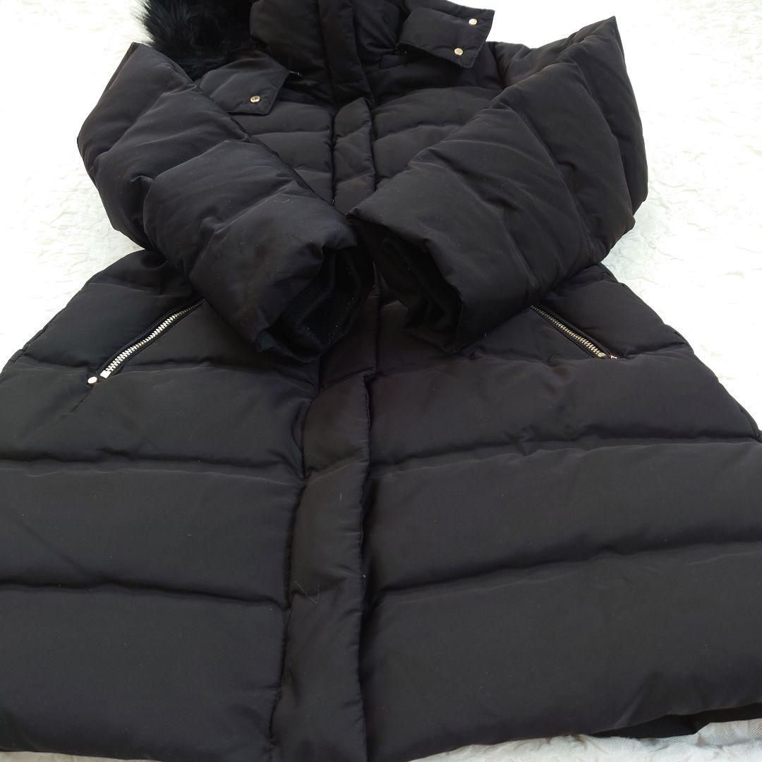 ZARA ザラ フェイクファー ロングダウンコート　ウエストベルト　M 黒