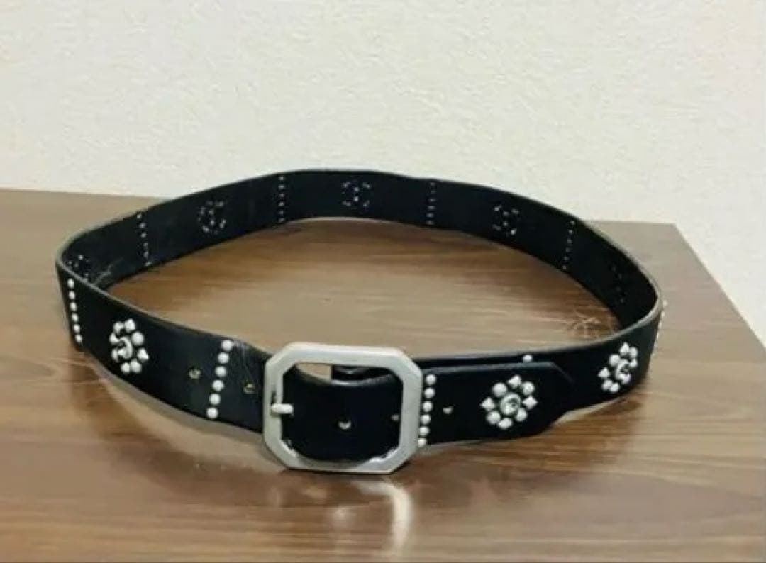 オールドスタッズ　レザーベルト　スタッズレザーベルト　ブラック　HTC