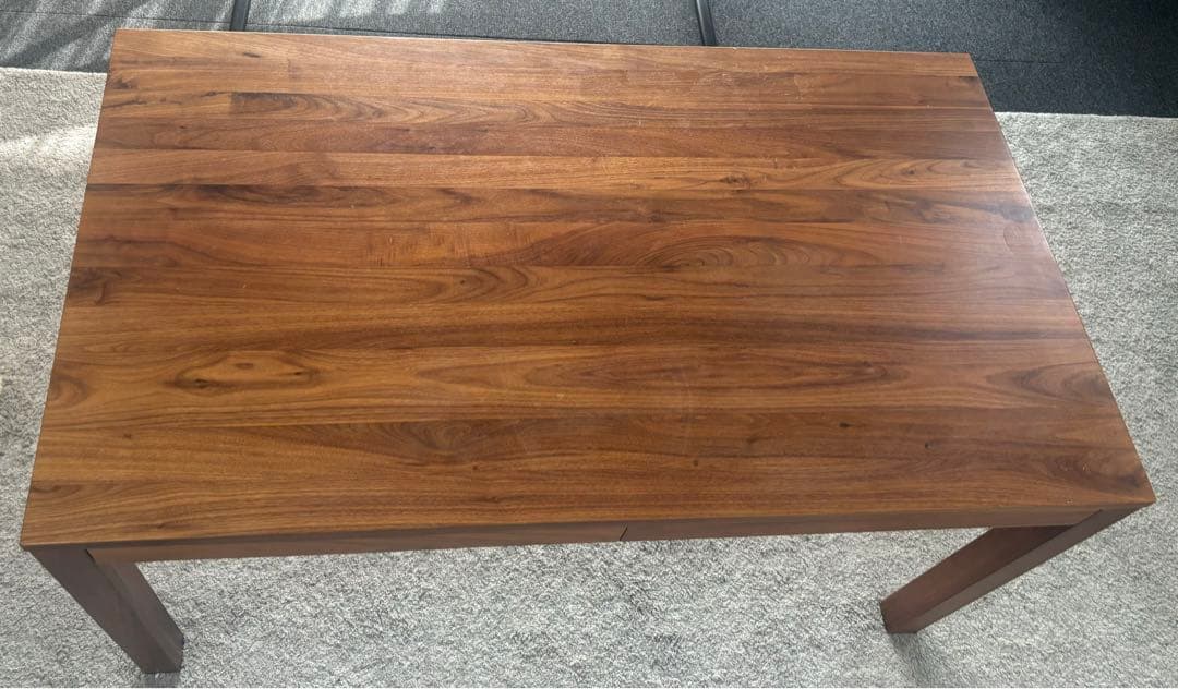 無印良品　無垢材テーブル（引出付） ウォールナット材 幅１４０ｃｍ