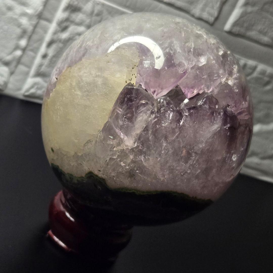 【超希少石/最強品質】アメジスト笑口丸玉＊約939g＊　天然石 置物