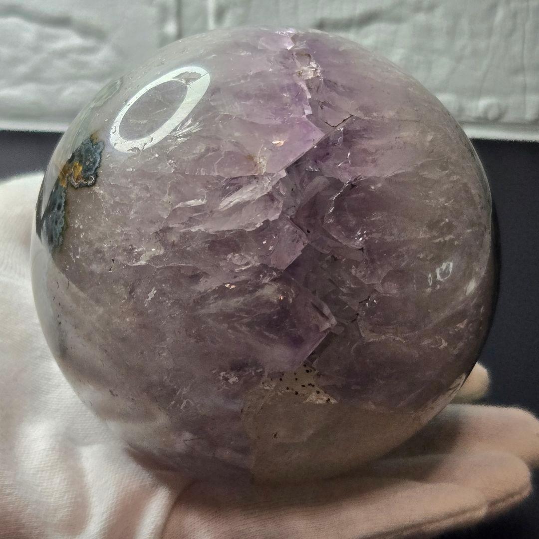 【超希少石/最強品質】アメジスト笑口丸玉＊約939g＊　天然石 置物