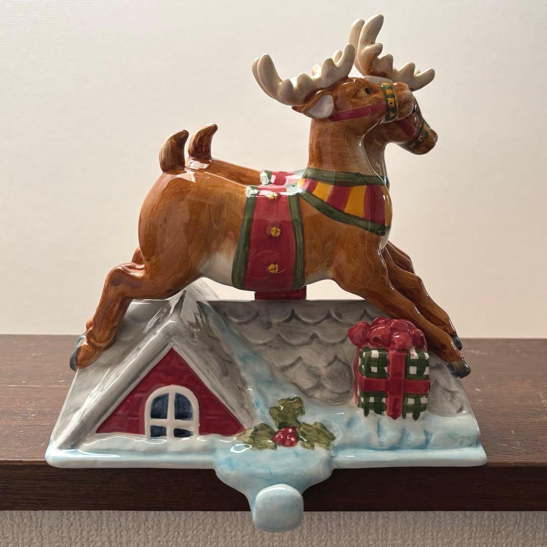 ポートメリオン クリスマス トナカイの靴下掛け ストッキングホルダー