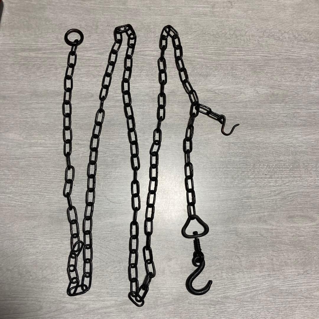 【茶道具】未使用品　釣釜（吊釜道具）】　釣釜鎖　（cm）　さび色