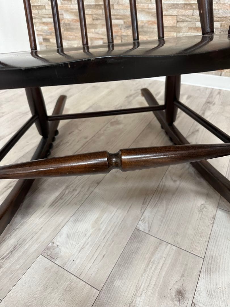 木製 ロッキングチェア ダークブラウン