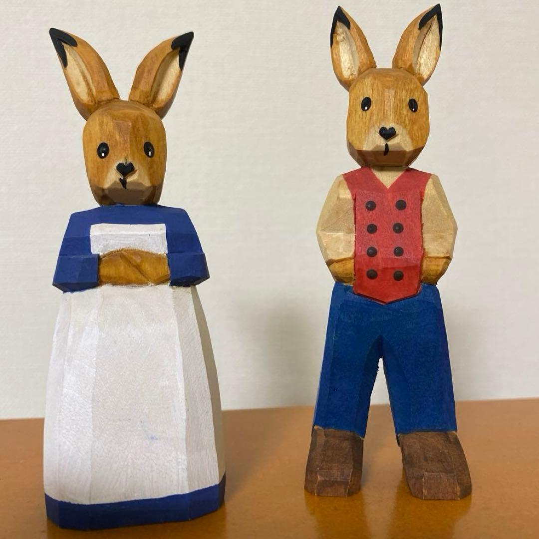 ドイツ製　ザイフェン　エルツ　木彫りの人形　木製　オブジェ　イースター