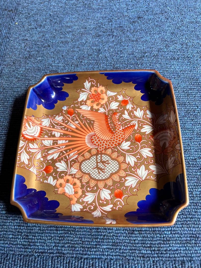 884 深川製磁 染錦鳳凰唐草 飾皿　金彩　未使用