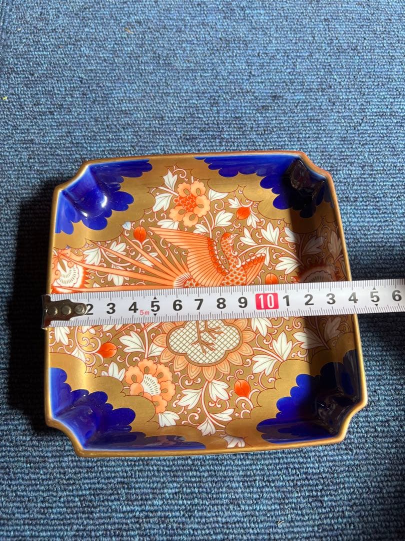 884 深川製磁 染錦鳳凰唐草 飾皿　金彩　未使用