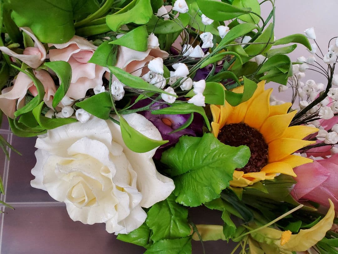 ❤購入時32万円❤作家物パンフラワーモチーフ四季の花束オリジナルデザイン❤超美品