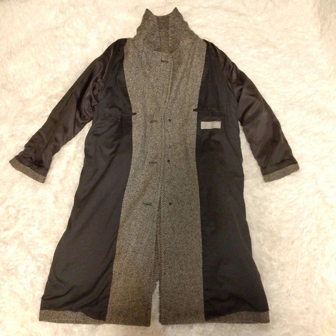 マーガレットハウエル ツイード ヘリンボーン ロングコート ブラック×ベージュ