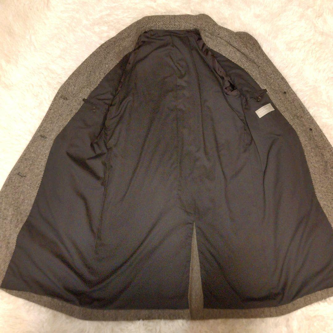 マーガレットハウエル ツイード ヘリンボーン ロングコート ブラック×ベージュ