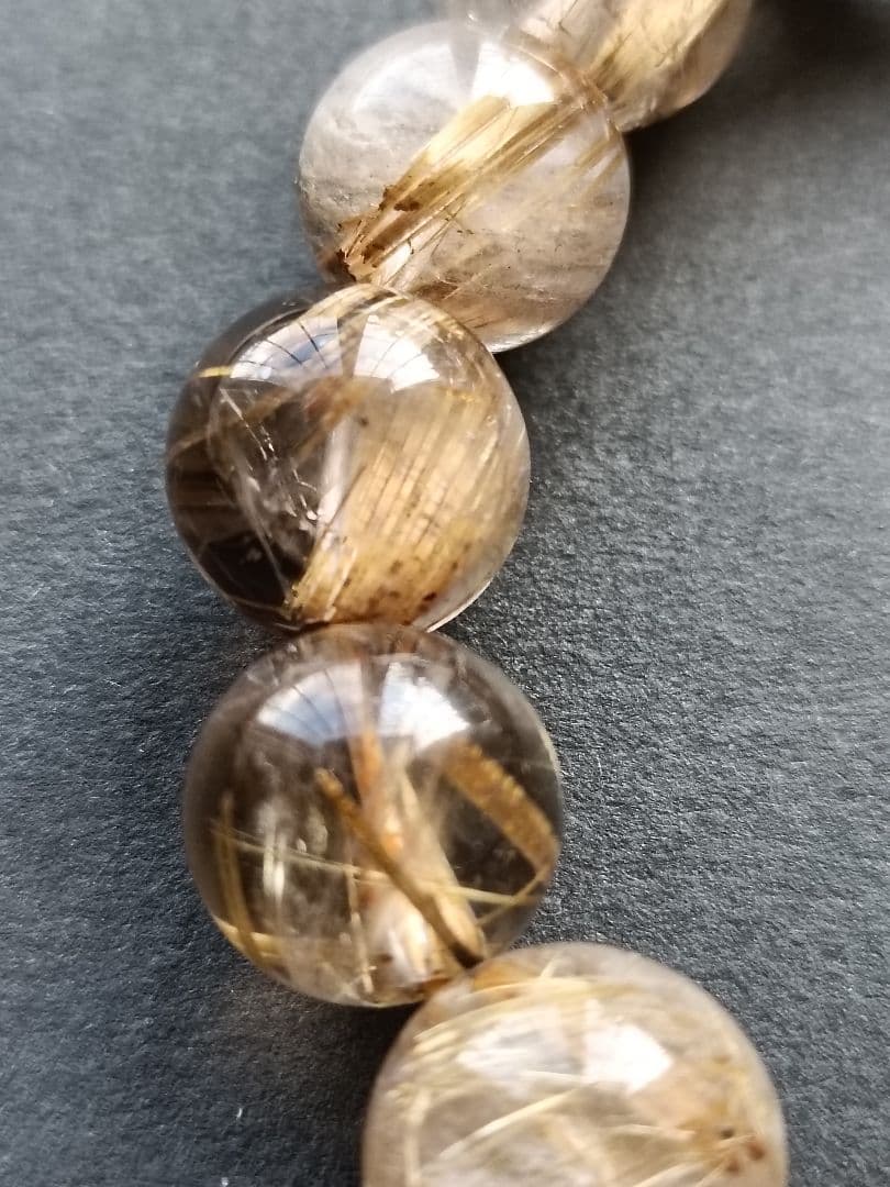 ゴールドルチル クォーツ 12mm玉 17cm ブレスレット　②