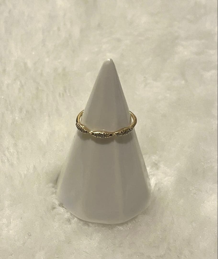 ノジェスk10 ゴールドシンプルリング ダイヤモンド0.11ct +N刻印