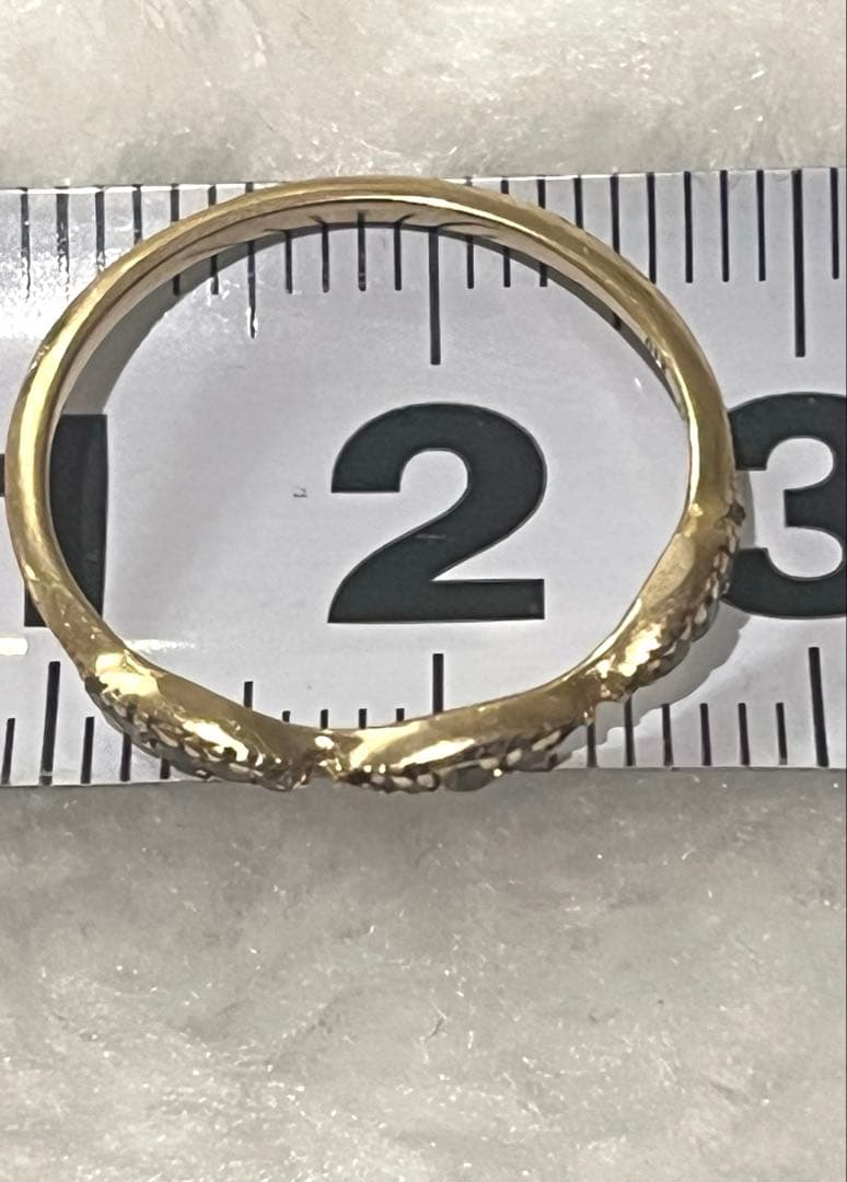 ノジェスk10 ゴールドシンプルリング ダイヤモンド0.11ct +N刻印