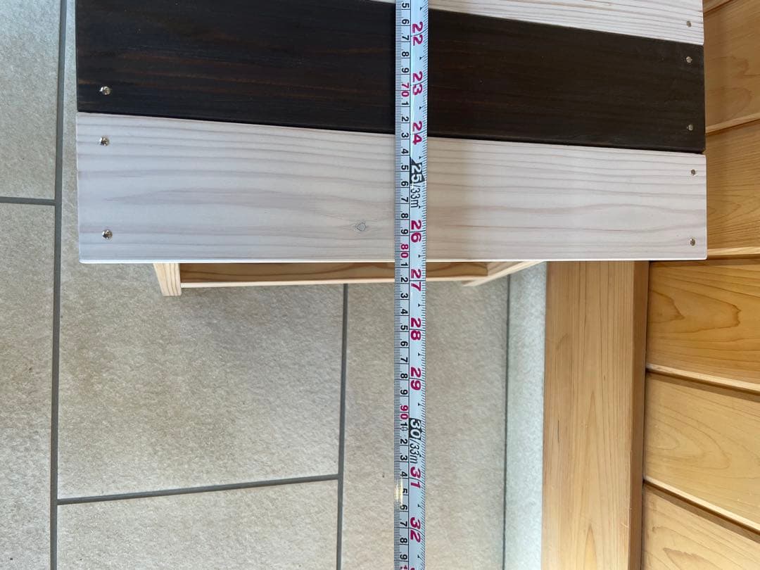 折りたたみ木製テーブル 白茶ストライプ