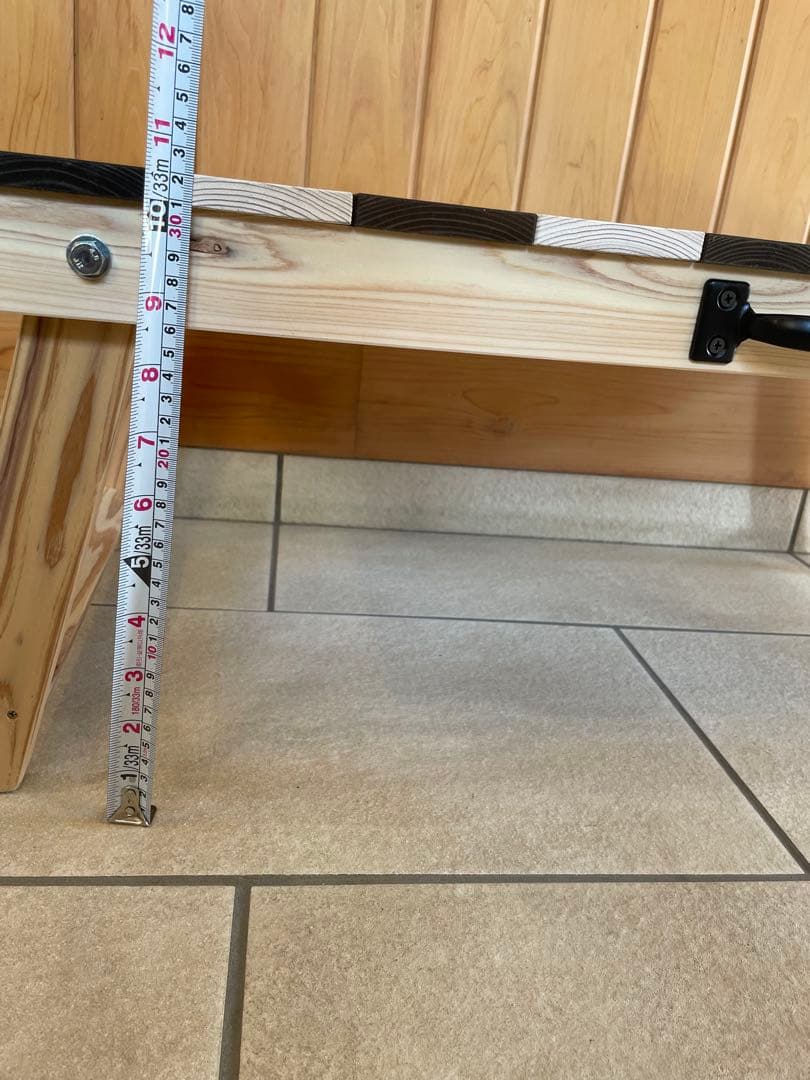 折りたたみ木製テーブル 白茶ストライプ