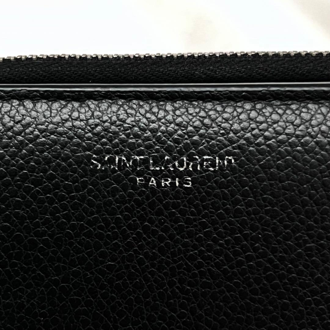 ◇美品◇サンローラン　二つ折り財布　グレインレザー　ブラック　YSLロゴ