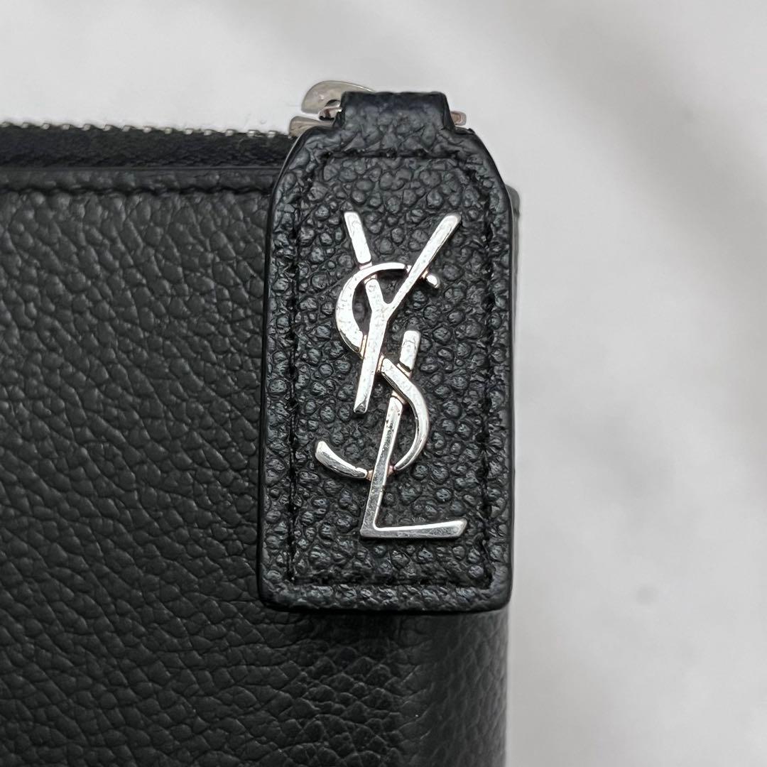 ◇美品◇サンローラン　二つ折り財布　グレインレザー　ブラック　YSLロゴ