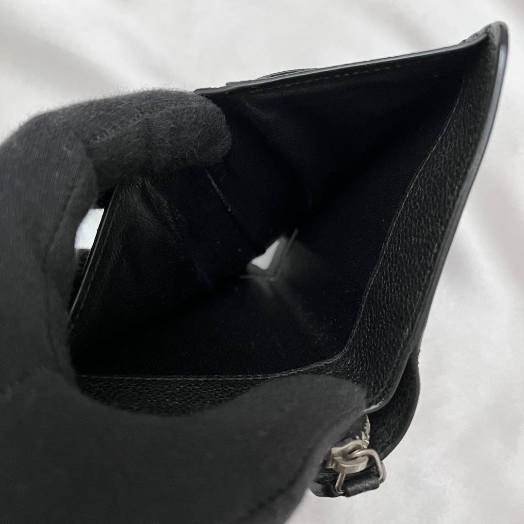 ◇美品◇サンローラン　二つ折り財布　グレインレザー　ブラック　YSLロゴ