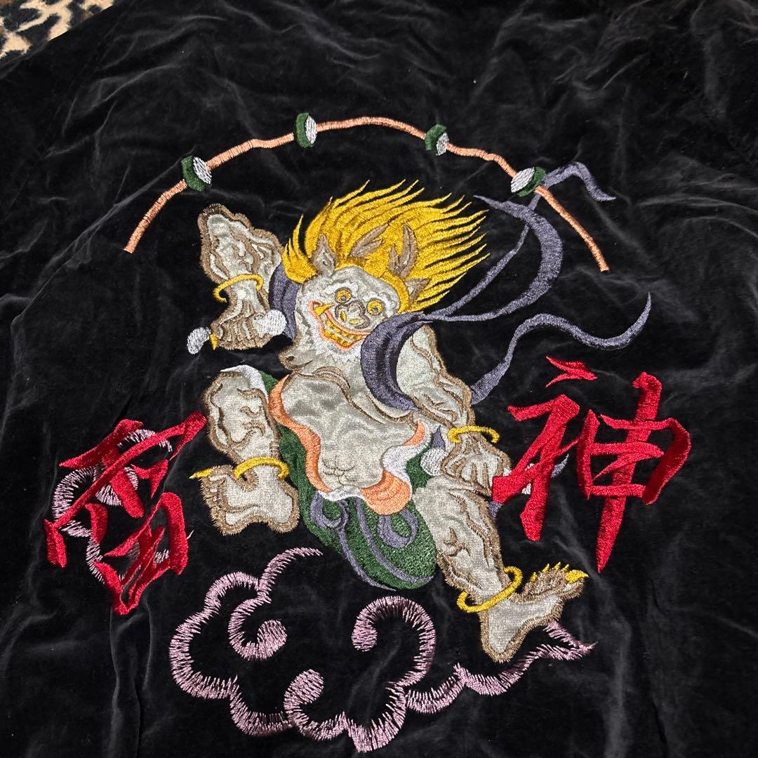 スカジャン　雷神　ベロア生地