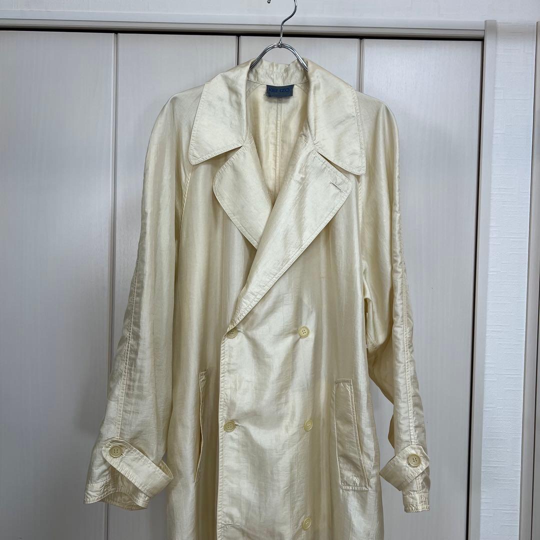 KENZO 90s オーバーサイズ ダブル トレンチコート ナイロン