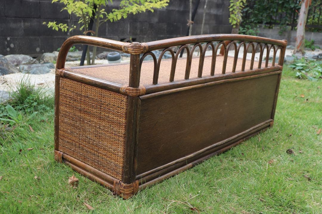 ラタン　チェスト ２段　ベンチ風(送料込み)