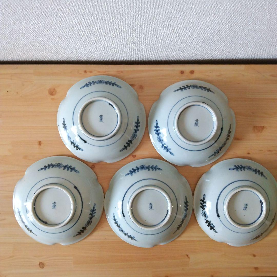 六代 佐藤走波・染錦のし目辻が花文・組鉢・5客セット・新品未使用