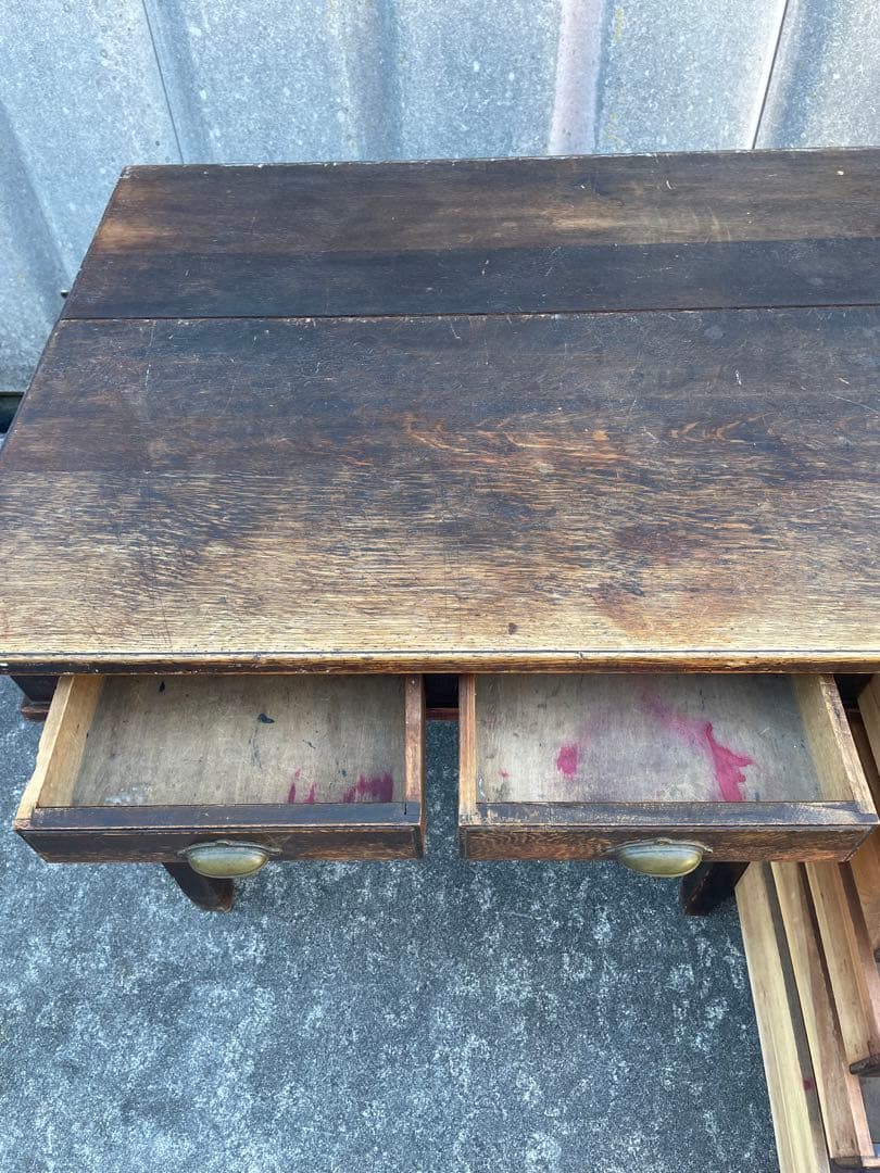 ビンテージ/古道具/無垢材/片袖机/書斎机/学習机/作業台/デスク/店舗什器/⑨