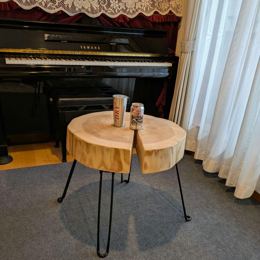 杉　アイアン脚　テーブル　切り株　 輪切り　高さ約52㎝