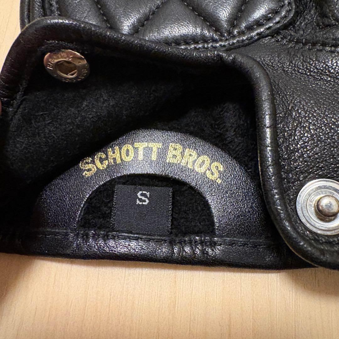 湯*様 Schott ショット レザーグローブ ワンスター Sサイズ ブラック