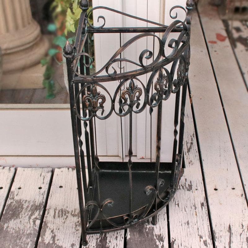 アイアンコーナー傘立て 鉄製 扇形　ロートアイアンシャビーシック 128-512