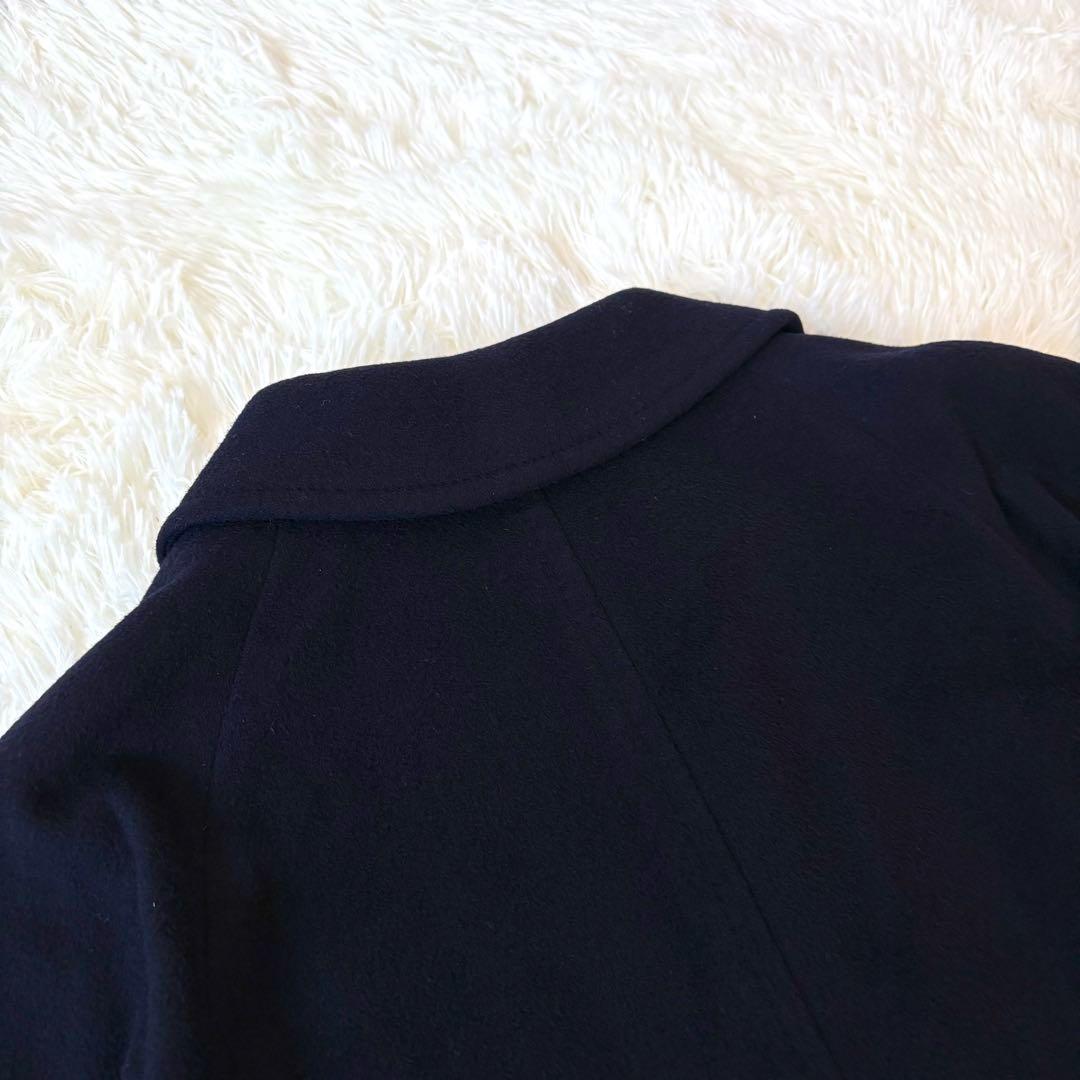 BURBERRY バーバリー カシミヤ混 ステンカラーコート 比翼 ネイビー