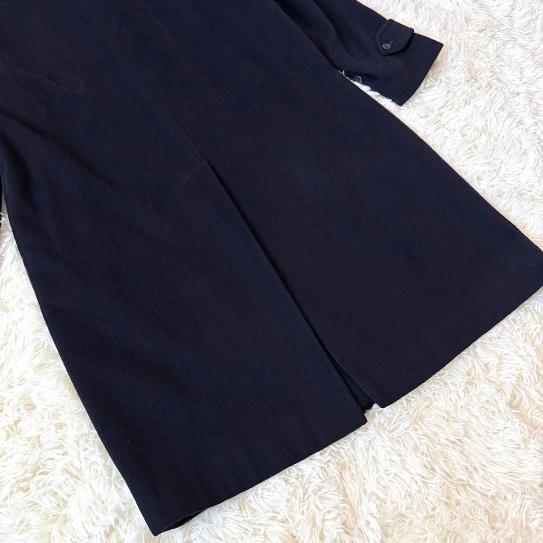 BURBERRY バーバリー カシミヤ混 ステンカラーコート 比翼 ネイビー