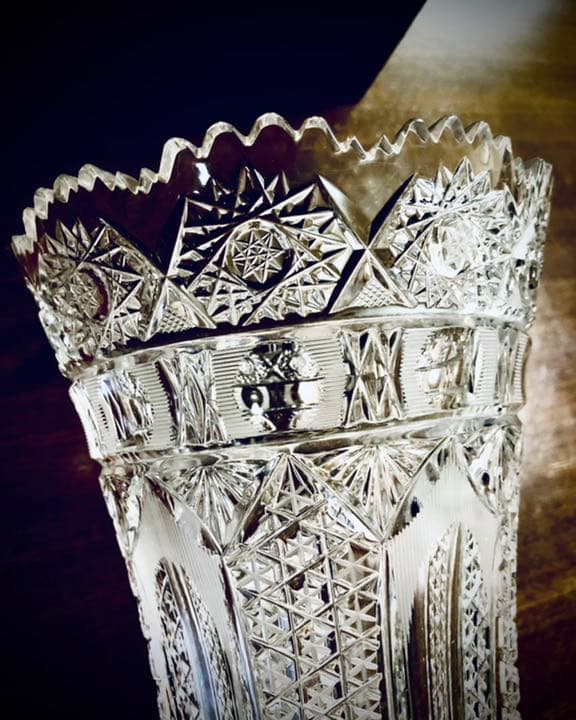 ボヘミアングラス 花瓶 クリスタル 花器