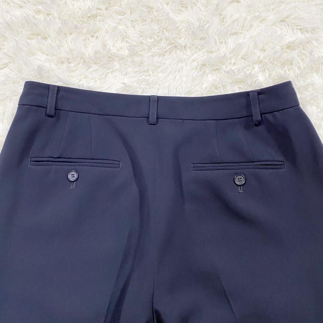 1091【美品】23区 パンツ スーツ セットアップ 紺 ネイビー 42