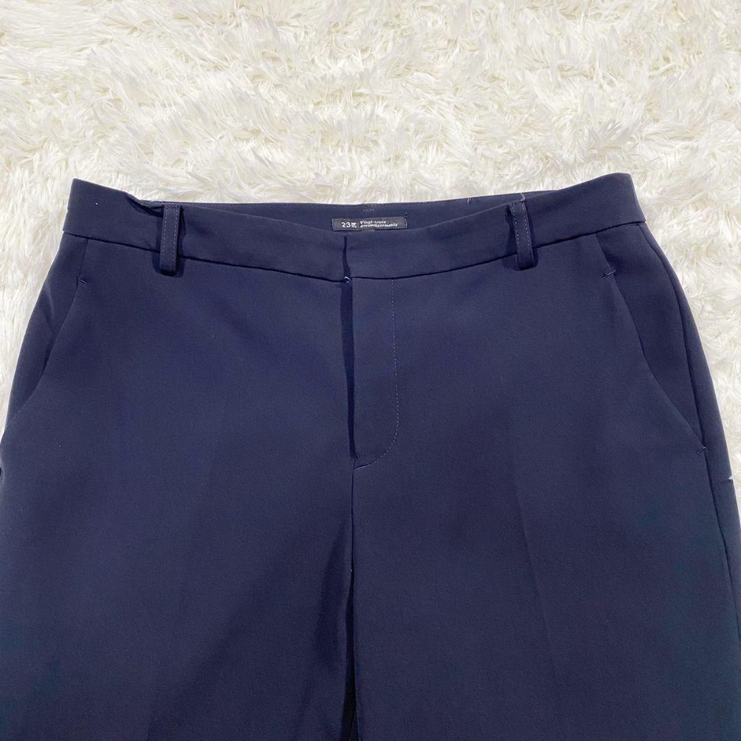 1091【美品】23区 パンツ スーツ セットアップ 紺 ネイビー 42